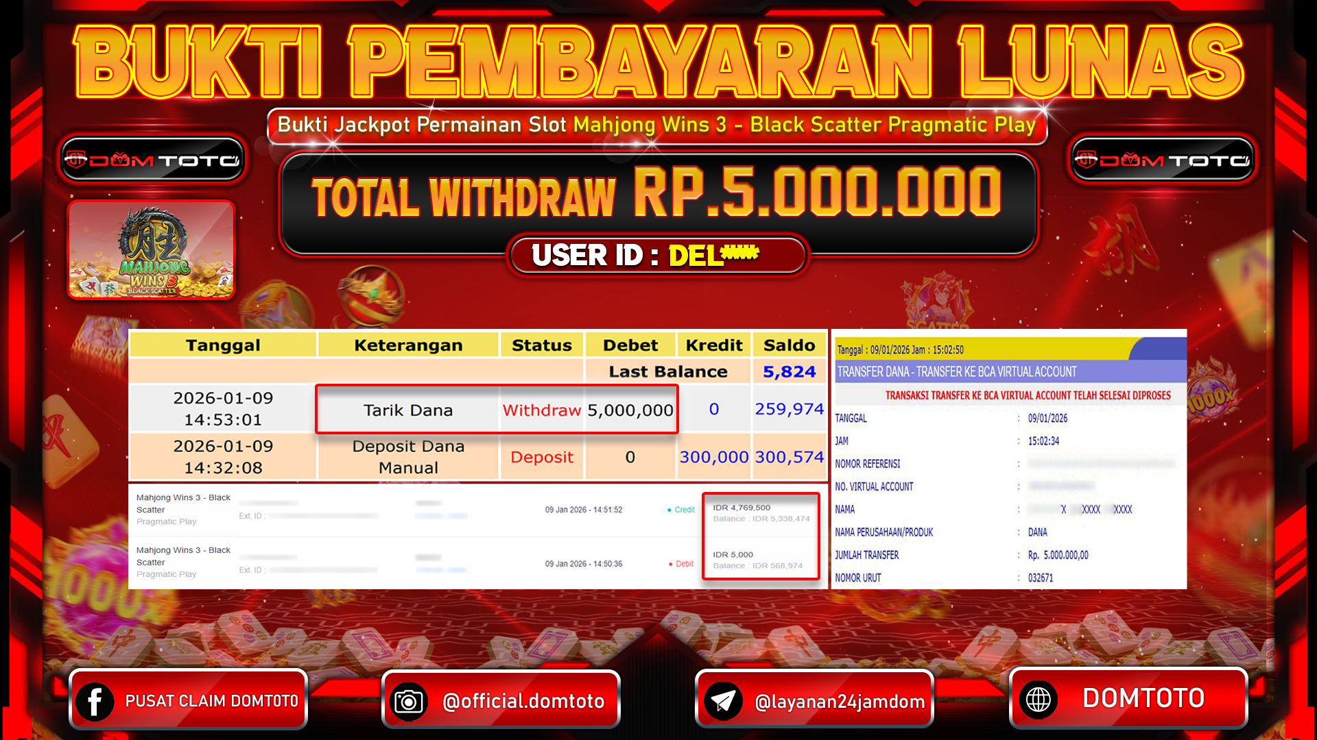 JACKPOT Slot Mahjong Wins 3 - Black Scatter Pragmatic Play 9 JANUARI 2026